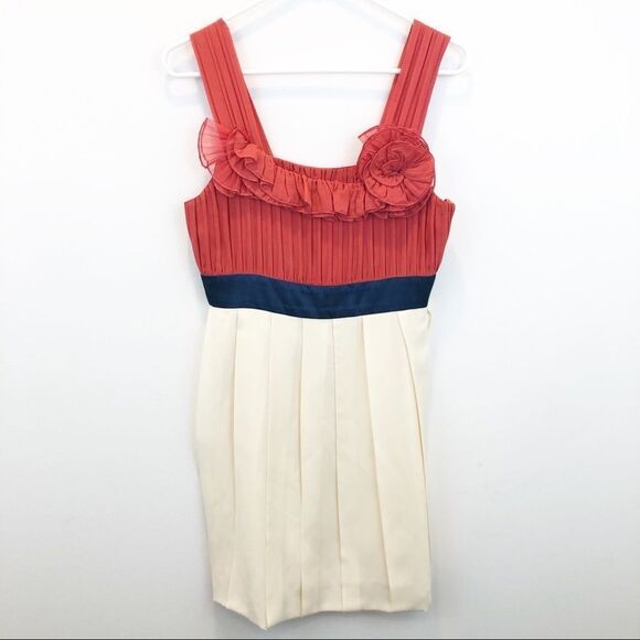 BCBGMaxazria Silk Pleated Rosette Dress - Picture 1 of 6